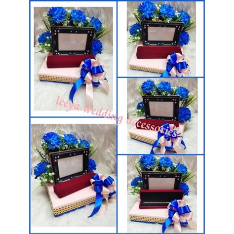 Gubahan Hantaran Frame Mas Kahwin Cw Bekas Rantai Tangan Peach Blue