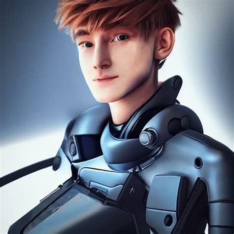 A Realistic Detailed Photo Of A Guy Who Is An Attractive Humanoid Who