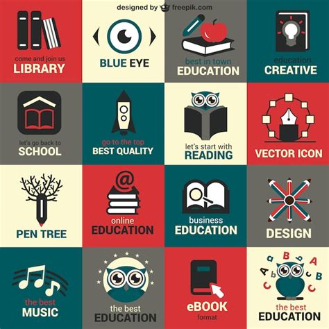 Flat education symbols set Vector | Free Download