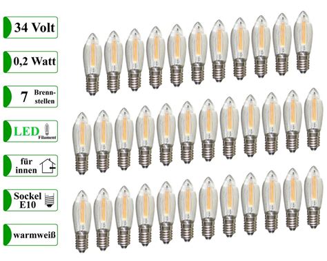 35 Stück LED Filament Topkerze 34 V 0 2 W für Kaufland de