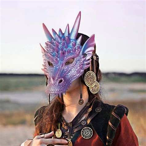 Halloween-Cosplay-4D-Blue-Dragon-Mask-Half-Face-Mask-Carnival-Costume ...