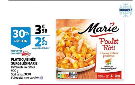 Promo Plats Cuisin S Surgel S Marie Chez Auchan Icatalogue Fr