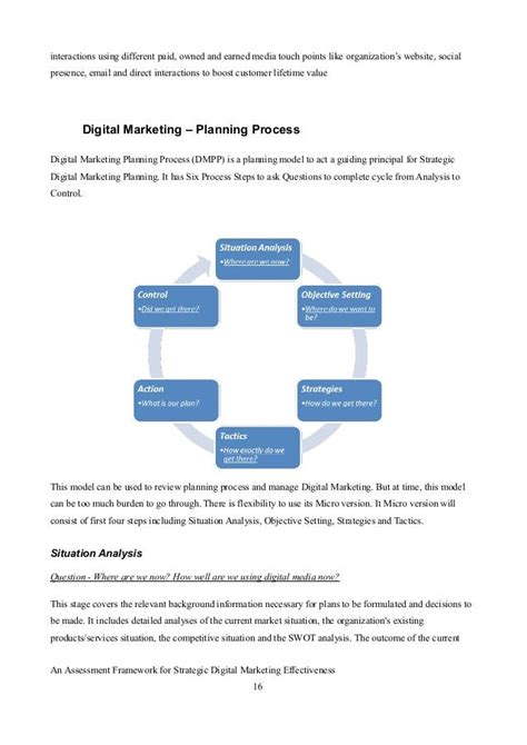 An Assessment Framework For Strategic Digital Marketing Effectiveness