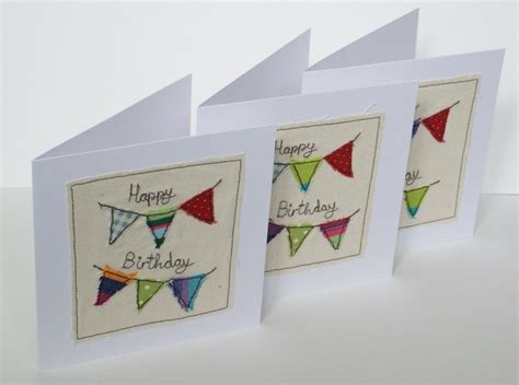 Birthday Card Birthday Bunting Card Machine Embroidered