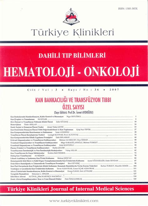 Türkiye Klinikleri Dahili Tıp Bilimleri Dergisi Yayın Arşivi Dergiler