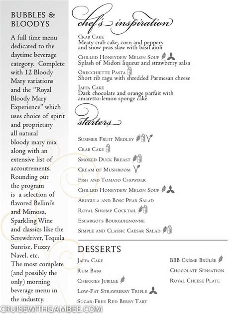 Royal Caribbean Main Dining Room Menus Cruise With Gambee