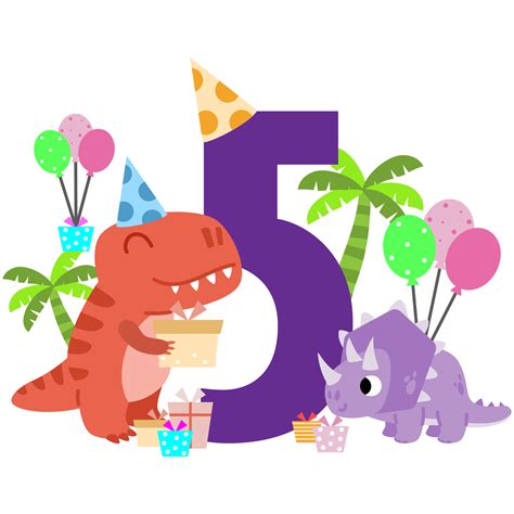 Happy Birthday Dinosaur Clipart Number Party Dino Png