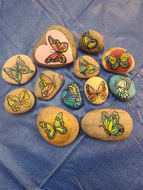 painted butterfly rocks | Hand painted rocks, Rock crafts, Painted rocks