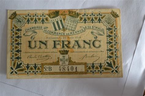 Ancienne Billet De Franc Chambre De Commerce De Rennes Et St Malo Eur