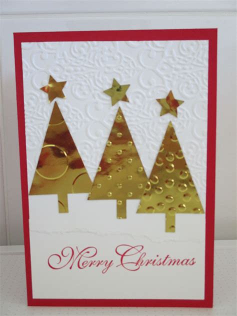 Christmas Card Made Using Stampin Up Tree Punch And Polka Dot Embossing Folders Carte Noel