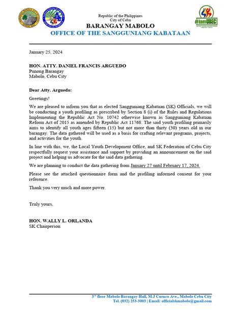 Kk Profiling Request Letter Pdf