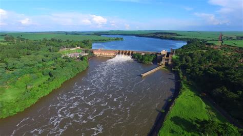 Aerial Hydroelectric Plant In Barra Bonita City In The State Of So