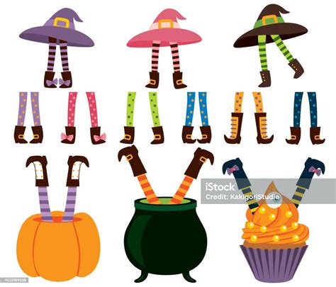 Halloween Witch Legs Stock Illustration Download Image Now Vector Witch Boot Istock