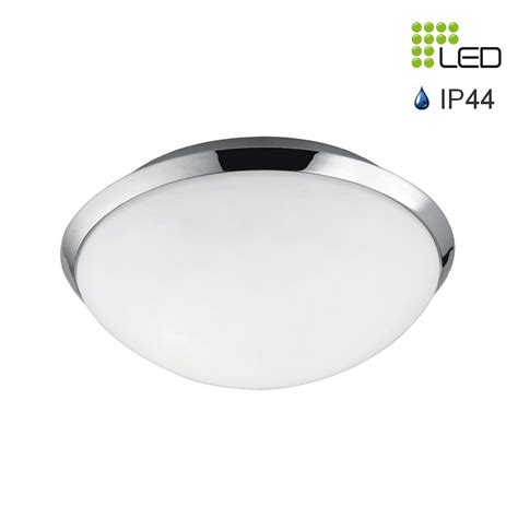 Pledo Plafonnier Rond Chromé Verre Blanc Led 12w 840 Lumens Ip44