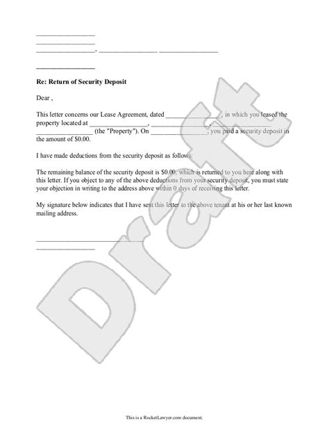 Not Returning Security Deposit Letter Tasbih Armstrongdavis