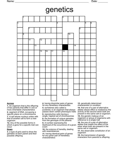 Genetics Crossword Wordmint