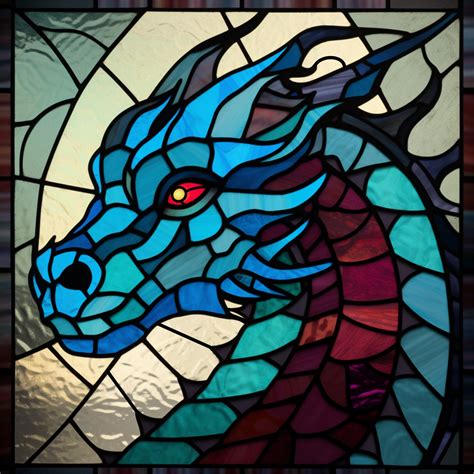 Dragon Stained Glass Pdf And Png Template Intermediate Stain Glass Project Stained Glass