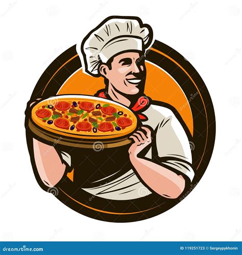 Chef Tenant Un Plateau De Pizza Aliments De Préparation Rapide