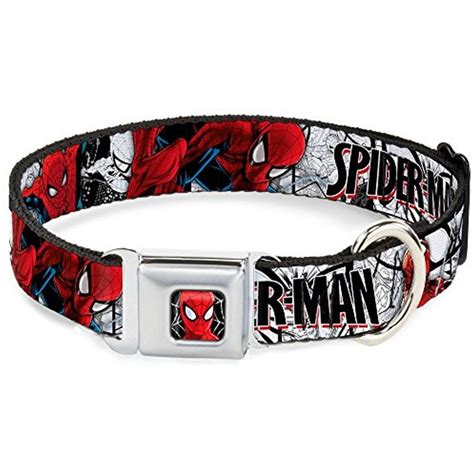 Buckle-Down Dog Collar Seatbelt Buckle Spider Man Action Poses Comic ...