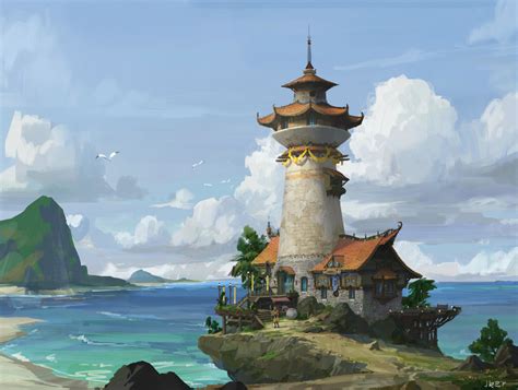 ArtStation - The lighthouse, joker chen | Fantasy art landscapes, Lighthouse, Environment ...