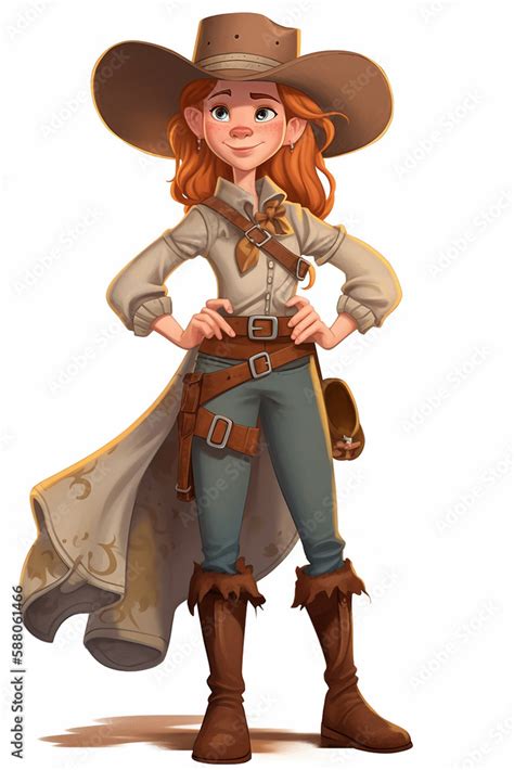 Cartoon Cowgirl Generative Ai Illustration Of A Cowgirl In A Cartoon Style Stock Illustration