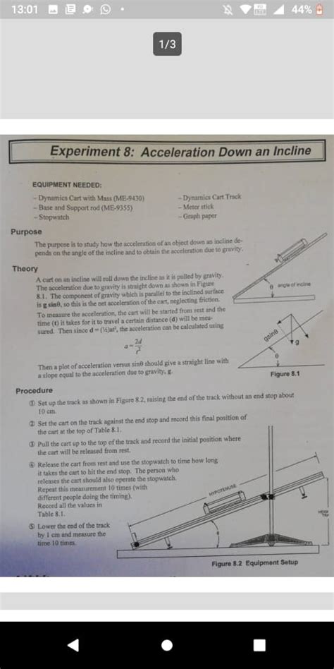 Experiment 8 Acceleration Down An Incline Lab Report 1 Course Hero