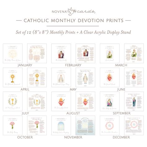 Catholic Monthly Devotion Prints – Novena Cards