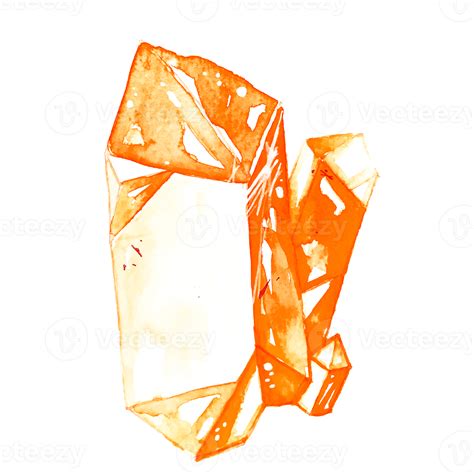 Watercolor Illustration Of A Crystal Citrine Png