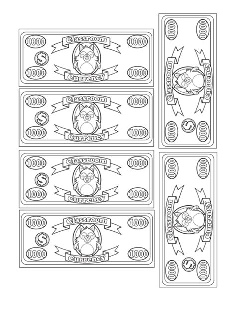 Fillable Classroom Currency Thousand Dollar Bill Template printable pdf download