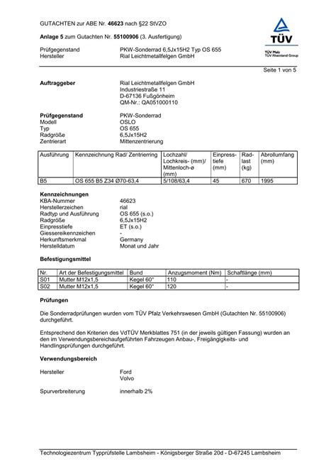 Gutachten Zur Abe Nr Nach Stvzo Anlage Zum