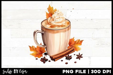 Fall Drink Coffee Latte Watercolor Clipart