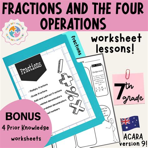 Grade 7 Adding Subtracting Multiplying And Dividing Fractions Worksheets Differentiated