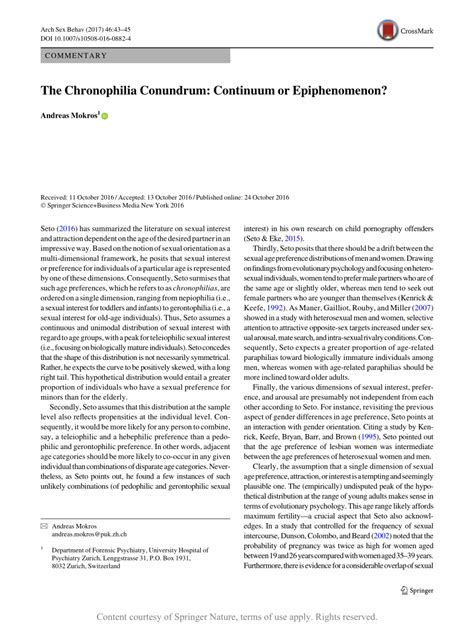 The Chronophilia Conundrum: Continuum or Epiphenomenon? | Request PDF