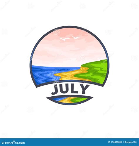 Landscape Logo Month of July Stock Vector - Illustration of retro ...