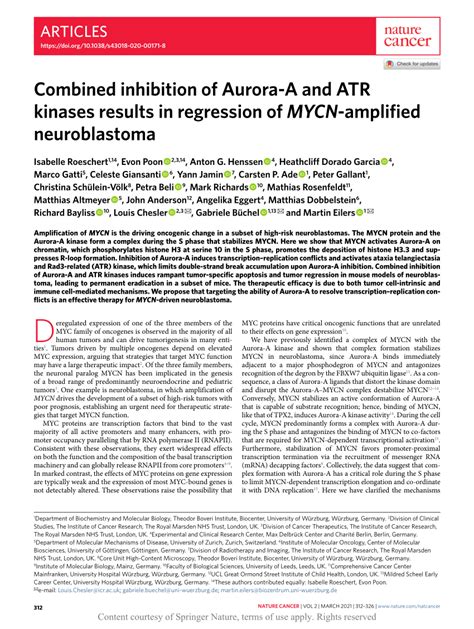 Combined Inhibition Of Aurora A And Atr Kinase Results In Regression Of