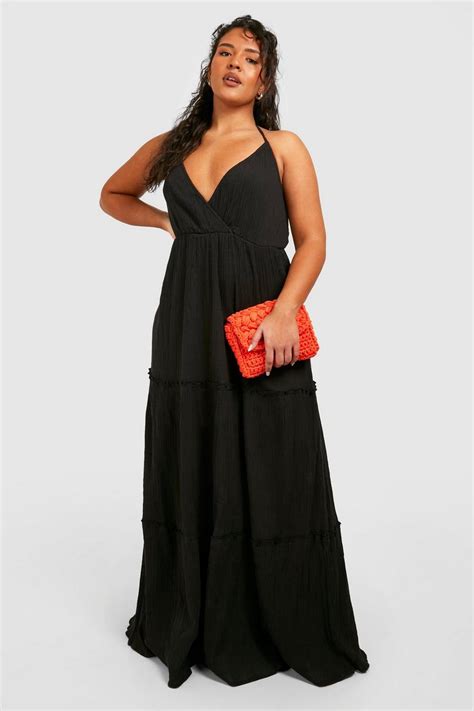 Plus Cheesecloth Tiered Maxi Dress Boohoo