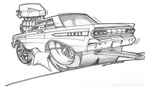 Hot Rod Sketch Cartoon Car Drawing Car Cartoon Cars Coloring Pages