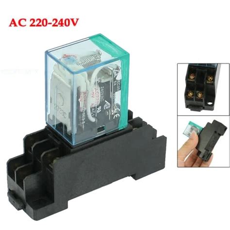 New Style 220 240V AC Coil DPDT Power Relay MY2NJ 8 Pin W Socket Base