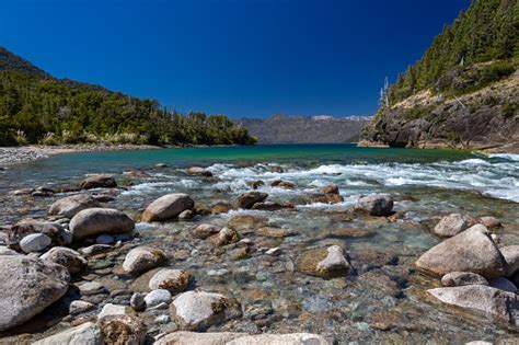 Jezioro I Góra Na Granicy Chile I Argentyny Patagonia Region Andyjski