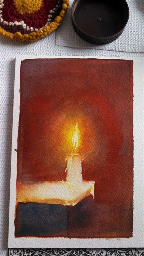 Candle Light Original Watercolor Painting Watercolor Candles