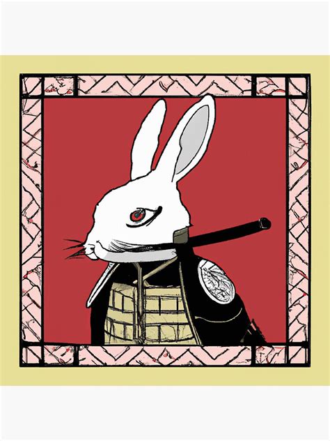 Square Portrait Samurai Rabbit Sticker For Sale By Inalternativ