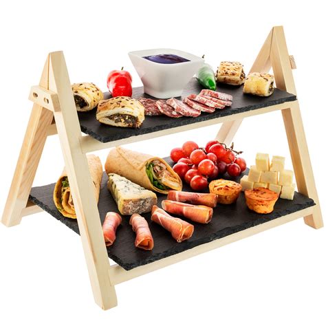 Buy Slate Cake Stand Serving Board Premium Bamboo Rustic Slate Boards 2