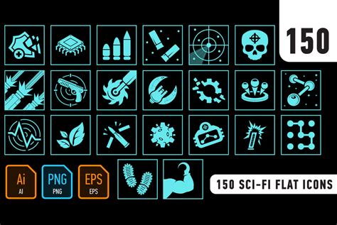 150 Sci Fi Flat Icons By Cruizrf