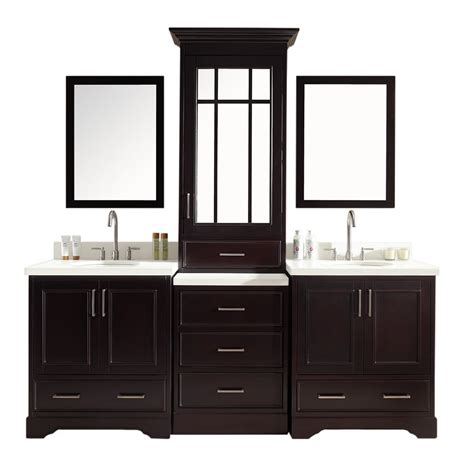 ARIEL Stafford 85 In Espresso Double Sink Bathroom Vanity With White