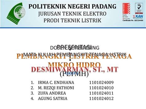 Presentasi Pembangkit Listrik Tenaga Mikrohidro Pltmh Ppt