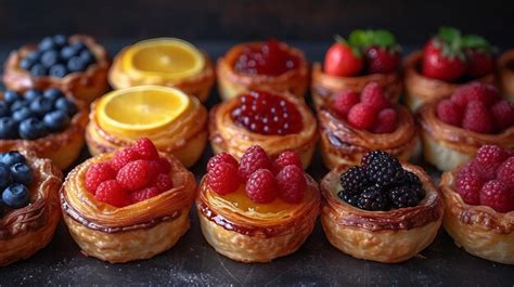 Premium Photo | Danish pastries with fruit fillings AI generate ...