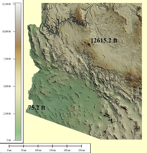 Arizona Map With Elevation