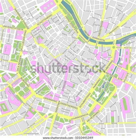 Central Vienna Wien City Map Illustration Stock Vector Royalty Free