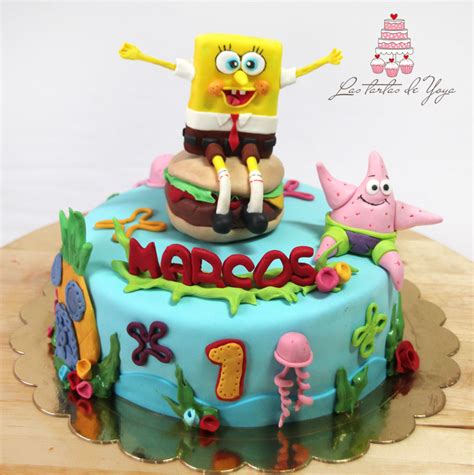 Las Tartas De Yoya Tarta Fondant De Bob Esponja Para El Primer Cumple