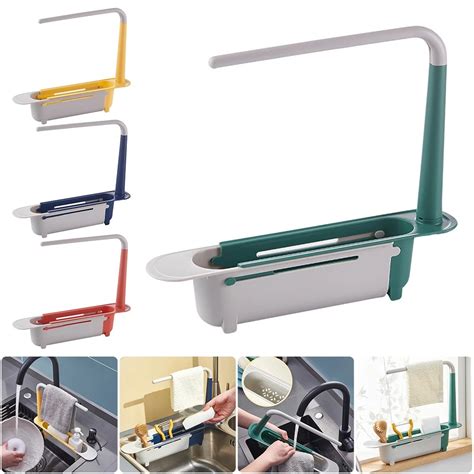 Telescopic Sink Drain Rack Soap Sponge Holder Organizer Sink Shelf